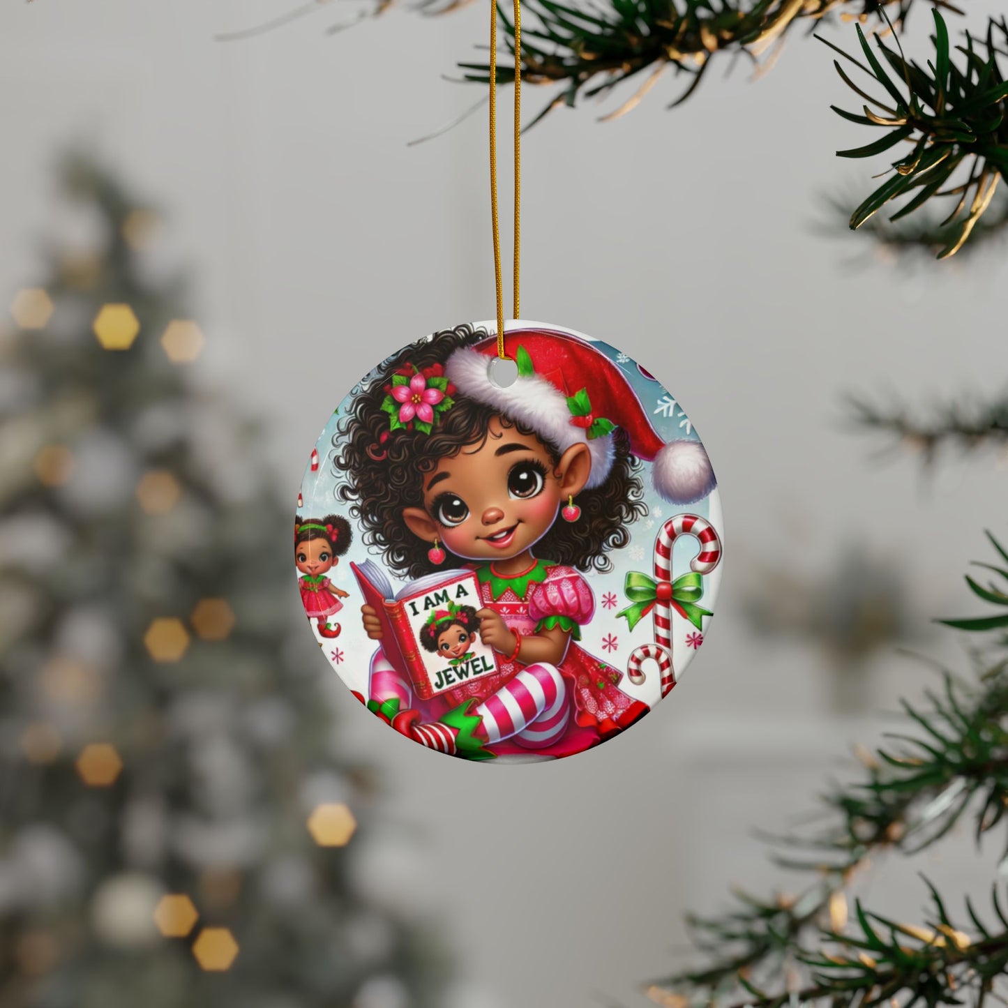 Christmas Ceramic Ornaments - Little Girl in Santa Suit