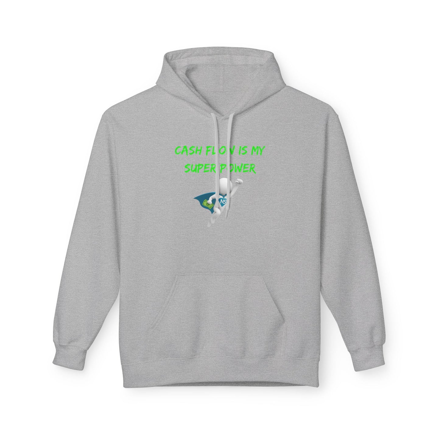 Hoodie - "Cash Flow is My Superpower" Graphic Hoodie with Flying Cash Design
