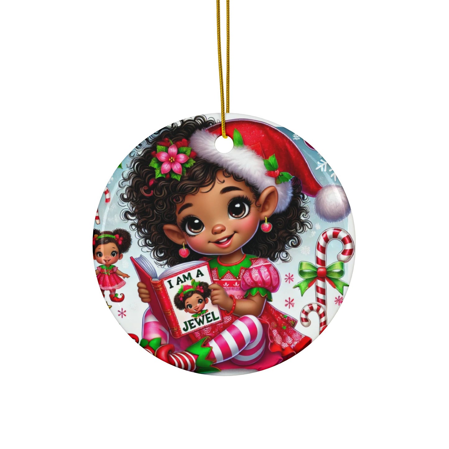 Christmas Ceramic Ornaments - Little Girl in Santa Suit