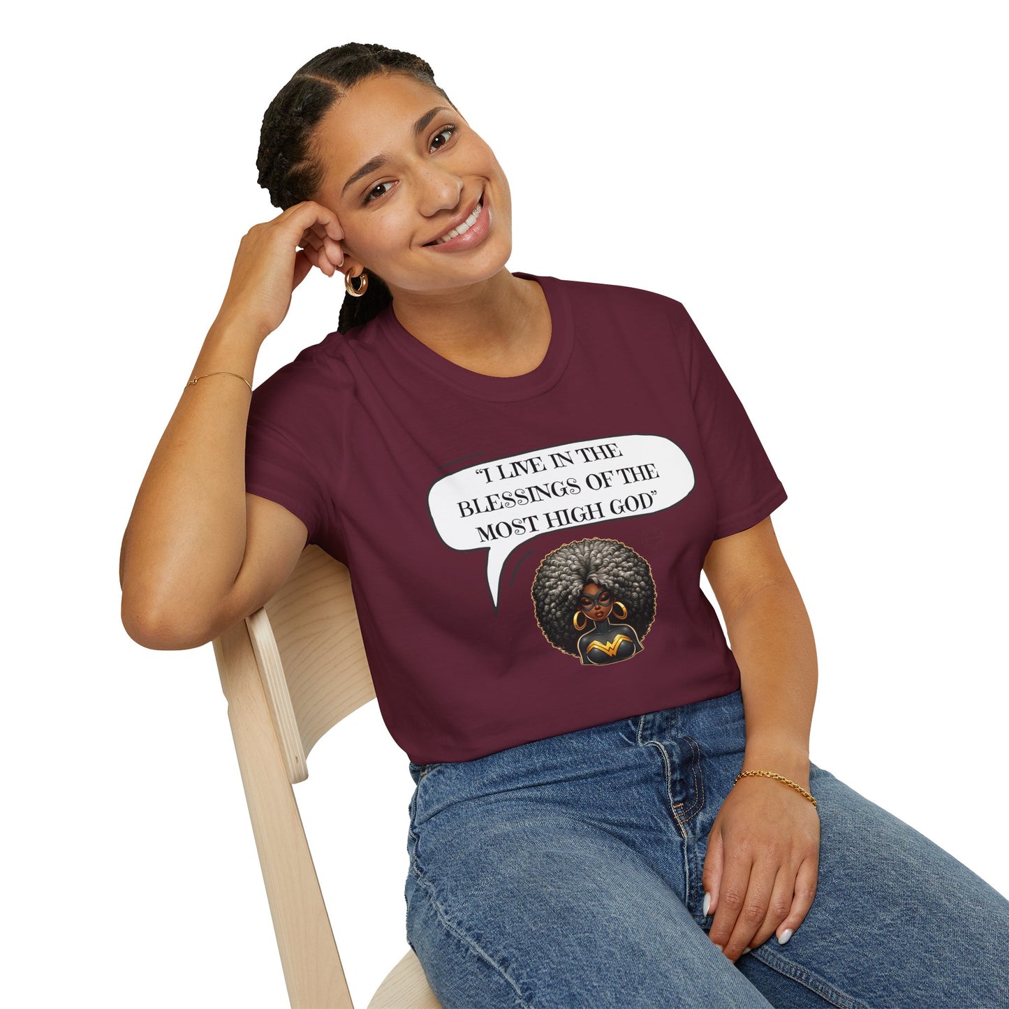 Women's - I Live in Blessings of the Most High God Unisex Softstyle T-Shirt