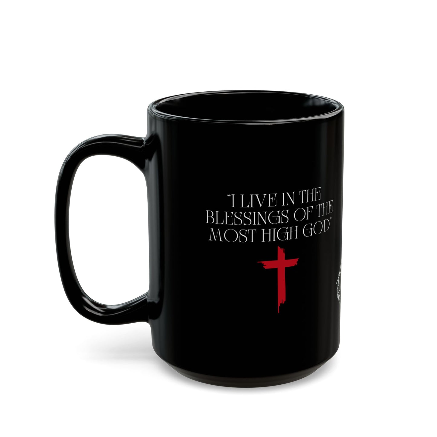 Faith-Inspired Black Mug with Cross Design, "I Live" Perfect Gift for Christians, Inspirational Coffee Cup, Religious Mug for Daily Motivation, [...]