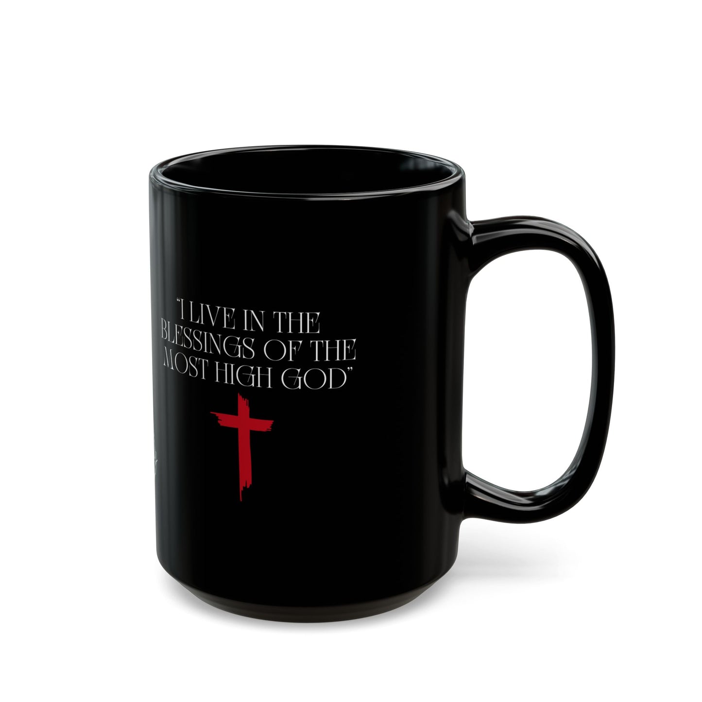 Faith-Inspired Black Mug with Cross Design, "I Live" Perfect Gift for Christians, Inspirational Coffee Cup, Religious Mug for Daily Motivation, [...]