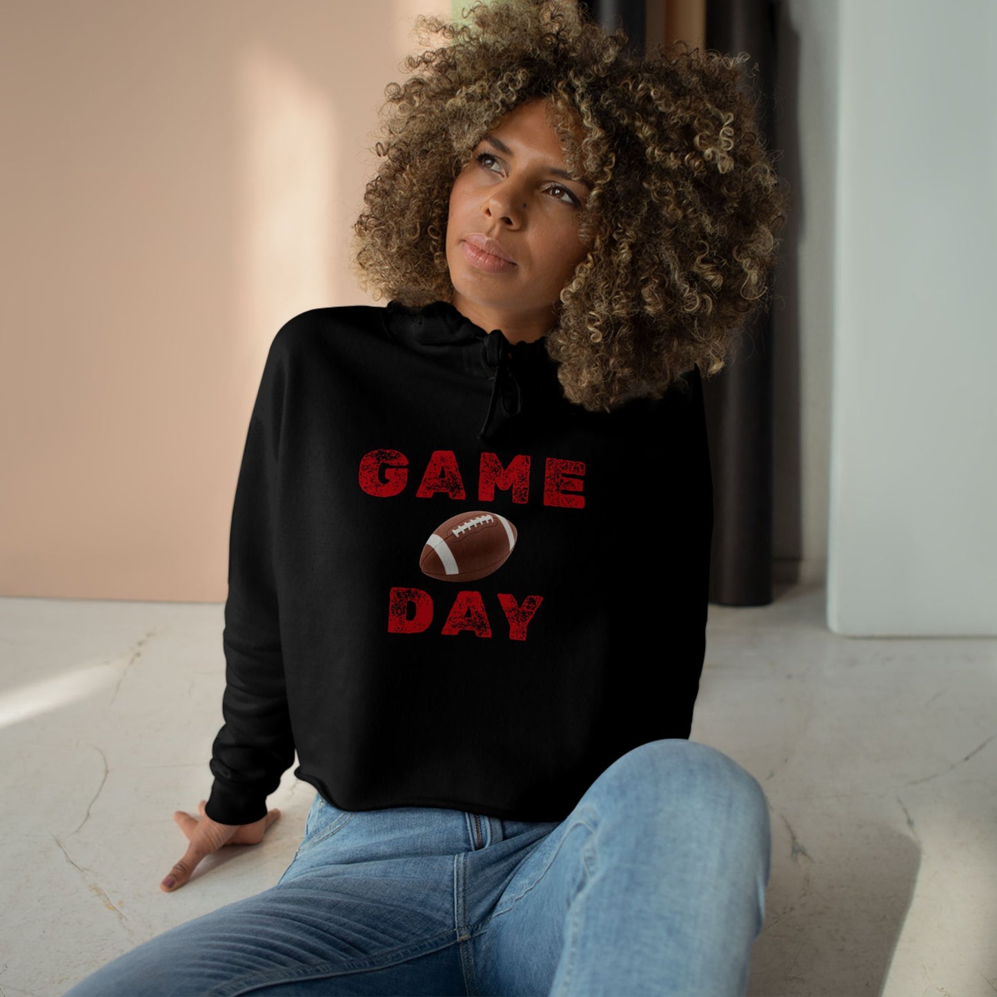 Game Day Crop Hoodie | Sports Apparel, Gift for Gamers, Weekend Wear, Cheer Squad Style, Comfy Casual Fashion