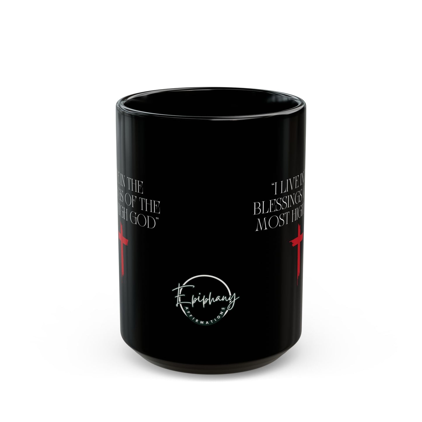 Faith-Inspired Black Mug with Cross Design, "I Live" Perfect Gift for Christians, Inspirational Coffee Cup, Religious Mug for Daily Motivation, [...]