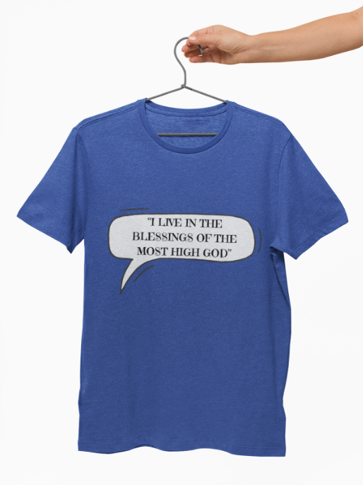 V-Neck Tee - I Live in the Blessings of the Most High God