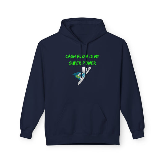 Hoodie - "Cash Flow is My Superpower" Graphic Hoodie with Flying Cash Design