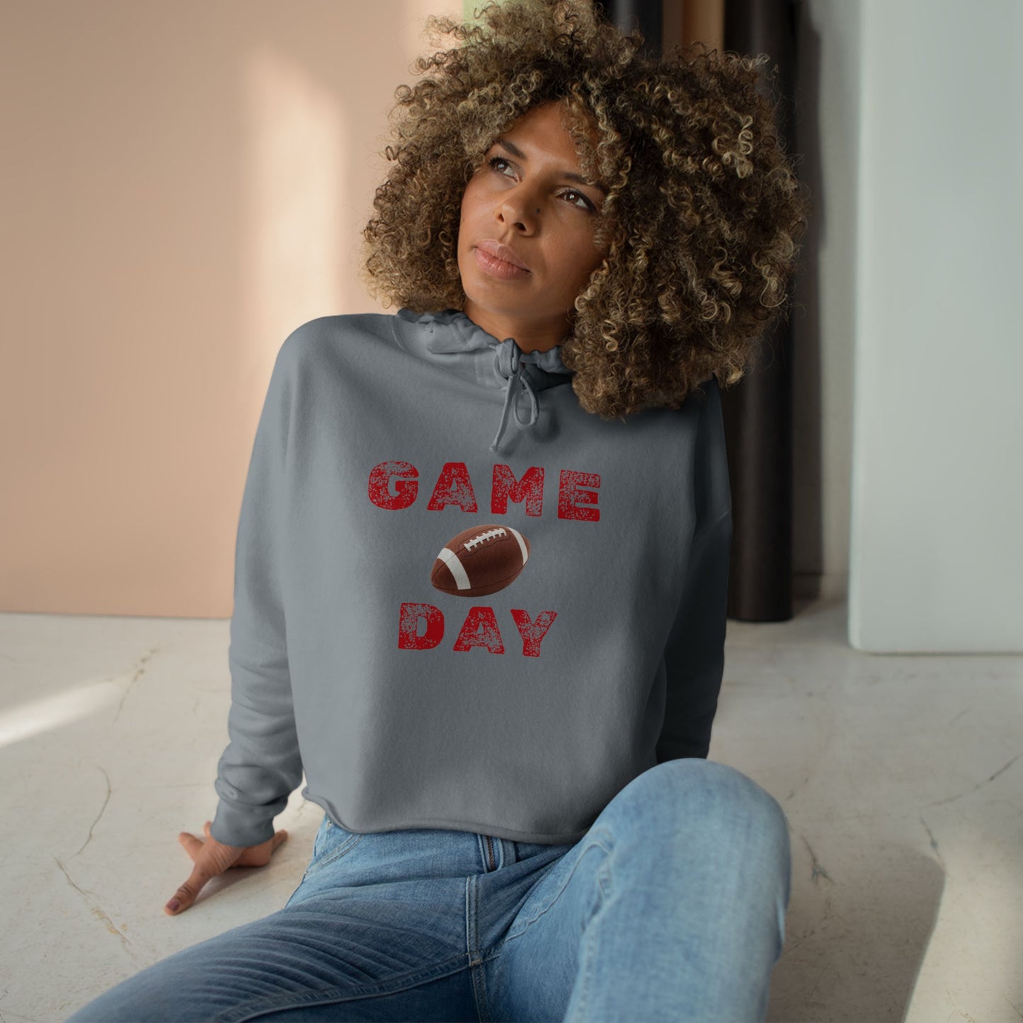 Game Day Crop Hoodie | Sports Apparel, Gift for Gamers, Weekend Wear, Cheer Squad Style, Comfy Casual Fashion