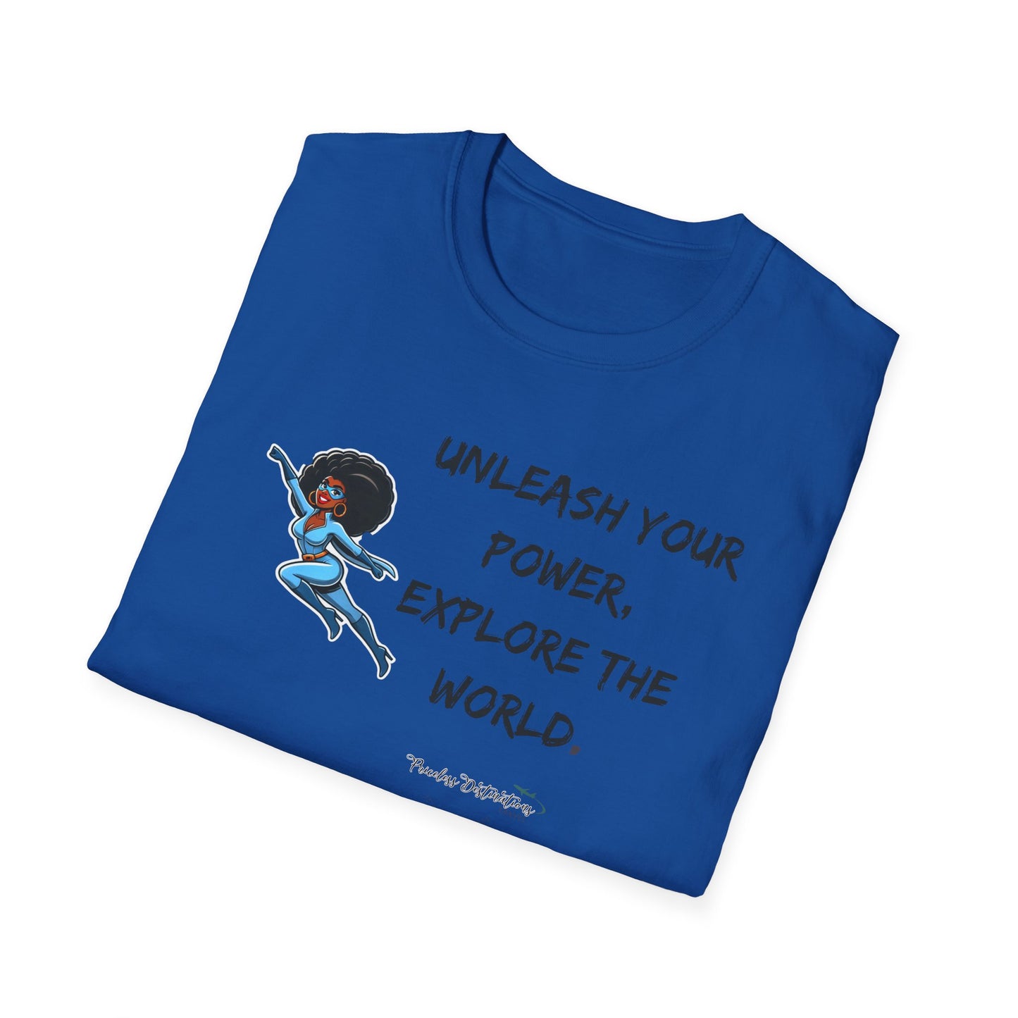 Unleash Your Power, Explore the World Women's Travel Tee Unisex Softstyle T-Shirt