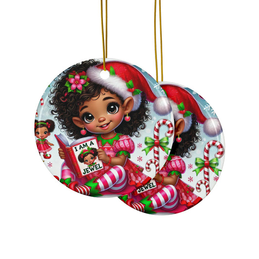 Christmas Ceramic Ornaments - Little Girl in Santa Suit