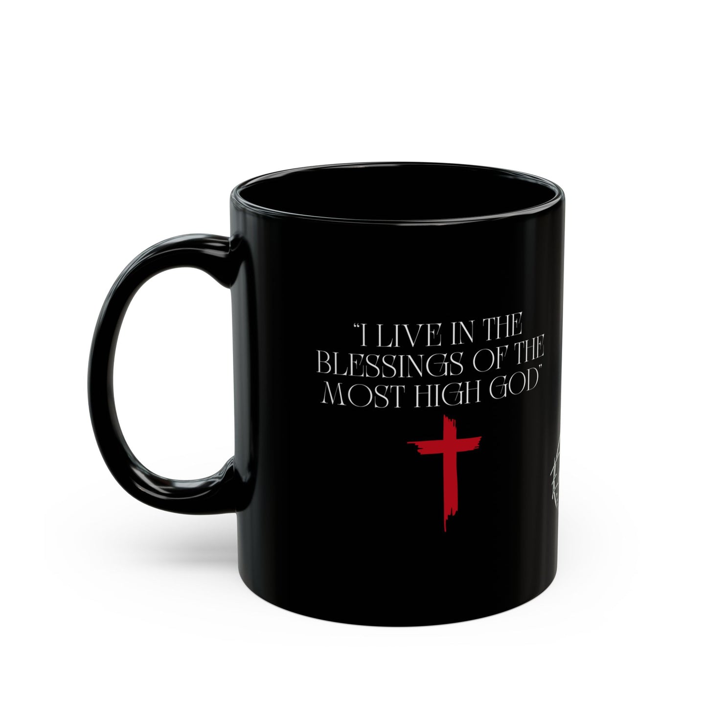 Faith-Inspired Black Mug with Cross Design, "I Live" Perfect Gift for Christians, Inspirational Coffee Cup, Religious Mug for Daily Motivation, [...]