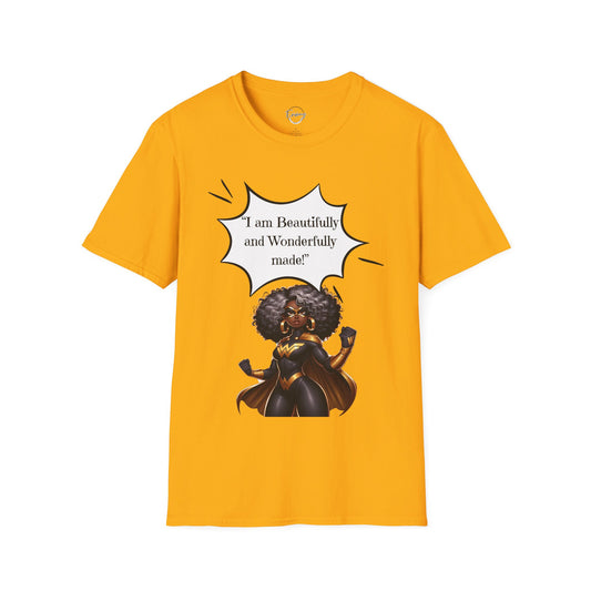 Women's T-Shirt with 'I am Beautiful and Wonderful' Affirmation Quote